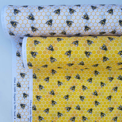 Honeycomb Bees Rose & Hubble Cotton Poplin Dress Fabric - Bull Ring Fabrics