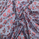 I Love You Red Foil Print Satin Fabric 60", White - Bull Ring Fabrics