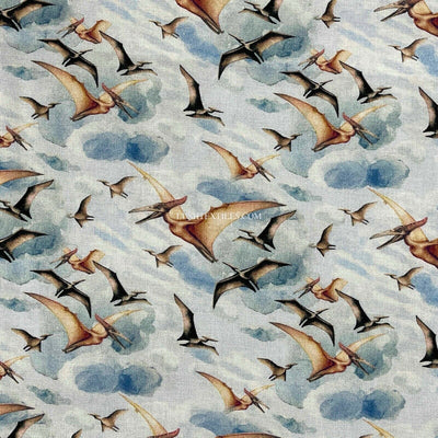 Jurassic Pterodactyl Dinosaurs 100% Cotton Craft Fabric 140cm, Sky - Bull Ring Fabrics