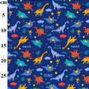 Kids Fun Dinosaurs Print 100% Cotton Poplin Fabric Rose & Hubble 45" - Bull Ring Fabrics