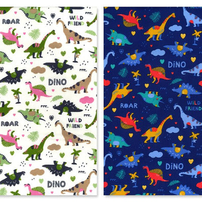 Kids Fun Dinosaurs Print 100% Cotton Poplin Fabric Rose & Hubble 45" - Bull Ring Fabrics