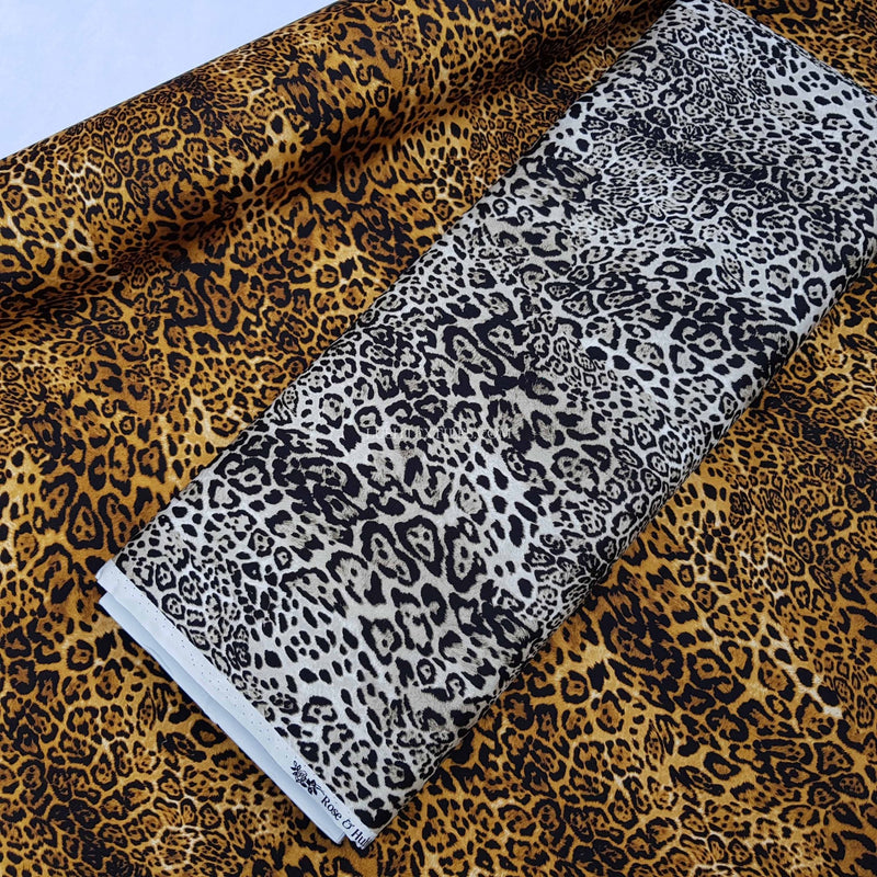 Leopard Print Rose & Hubble Cotton Poplin Fabric - Bull Ring Fabrics