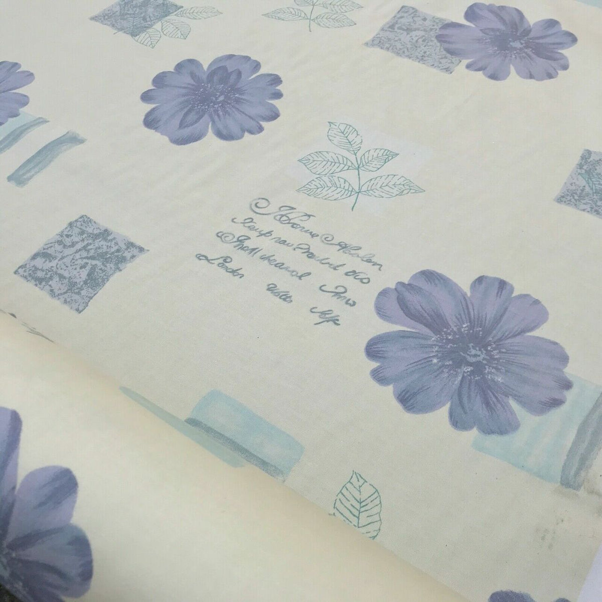 Lilac Floral Flowers Vintage Cotton Curtain Fabric 140cm, Cream - Bull Ring Fabrics