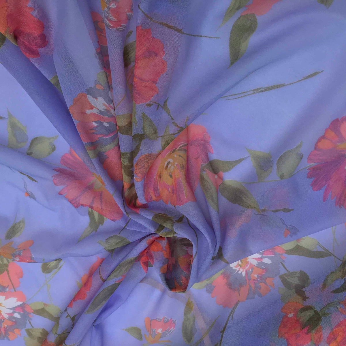 Lilac Floral Printed Muslin Fabric - Bull Ring Fabrics