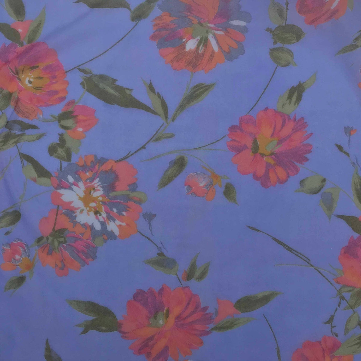 Lilac Floral Printed Muslin Fabric - Bull Ring Fabrics