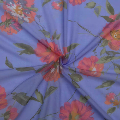 Lilac Floral Printed Muslin Fabric - Bull Ring Fabrics