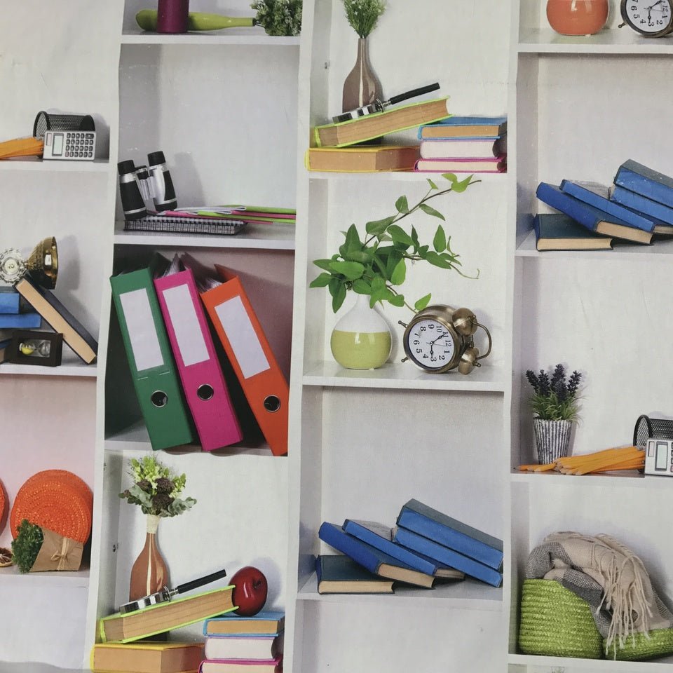 Office Bookshelf Digital Print Cotton Furnishing Fabric - Bull Ring Fabrics