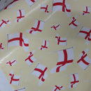 Oilcloth FIFA World Cup 2026 England Flags Tablecloth PVC Fabric 54", Cream - Bull Ring Fabrics