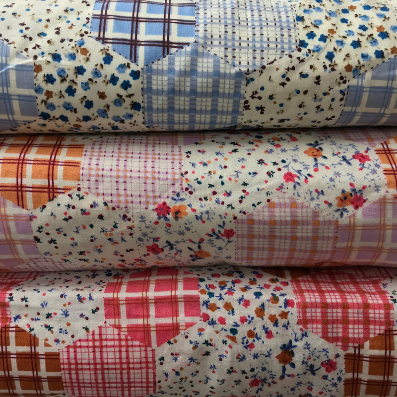 Patchwork Hexagons Floral Quilting Cotton Fabric - Bull Ring Fabrics