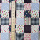Patchwork Squares Cotton Poplin Dress Fabric, Black - Bull Ring Fabrics