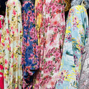 Peach Blossom Floral Flowers Bubble Crepe Dress Fabric, Yellow - Bull Ring Fabrics