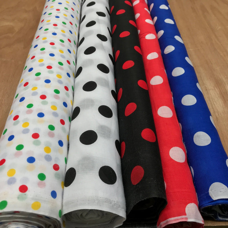 Polka Dot Spots Print Polycotton Dress Fabric 112cm - Bull Ring Fabrics