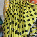 Printed Satin Black Polka Dot Spots Dress Fabric 60", Yellow - Bull Ring Fabrics