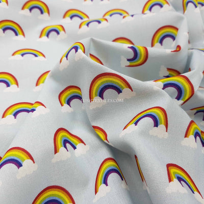 Rainbow In Clouds Cotton Craft Fabric, Sky - Bull Ring Fabrics