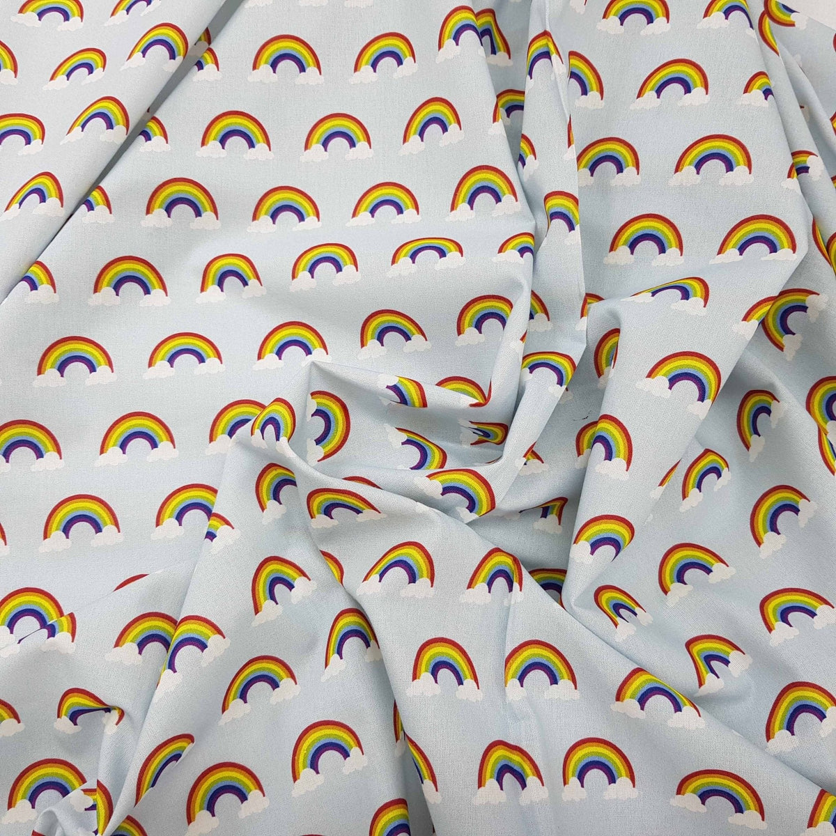 Rainbow In Clouds Cotton Craft Fabric, Sky - Bull Ring Fabrics