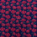 Red Poppy 100% Cotton Poplin Fabric Rose & Hubble Floral Poppies Queens Jubilee - Bull Ring Fabrics