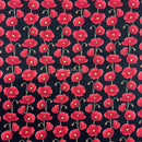 Red Poppy 100% Cotton Poplin Fabric Rose & Hubble Floral Poppies Queens Jubilee - Bull Ring Fabrics