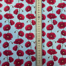 Red Poppy 100% Cotton Poplin Fabric Rose & Hubble Floral Poppies Queens Jubilee - Bull Ring Fabrics