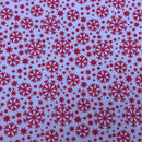 Red Snowflake Print Xmas Polycotton Fabric 45", White - Bull Ring Fabrics