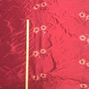 Red Taffeta Fabric Floral Sequins Embroidery Dress Material 60" - Bull Ring Fabrics