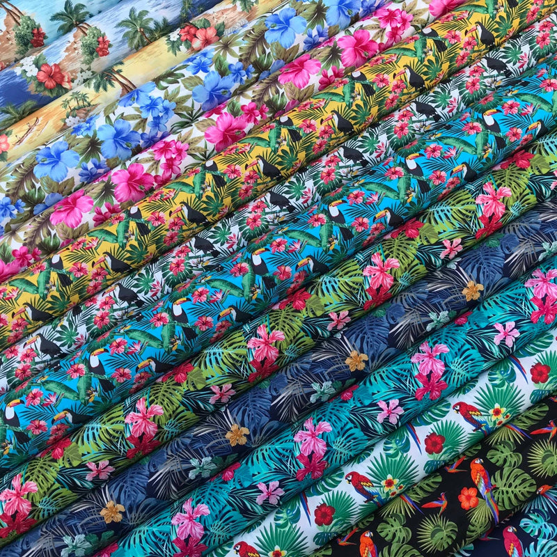 Rose & Hubble Tropical Collection – 100% Cotton Poplin Fabric 45" Wide - Bull Ring Fabrics