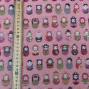 Russian Dolls 100% Cotton Poplin Dress Fabric Rose & Hubble 45, Cream - Bull Ring Fabrics