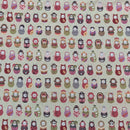 Russian Dolls 100% Cotton Poplin Dress Fabric Rose & Hubble 45, Cream - Bull Ring Fabrics