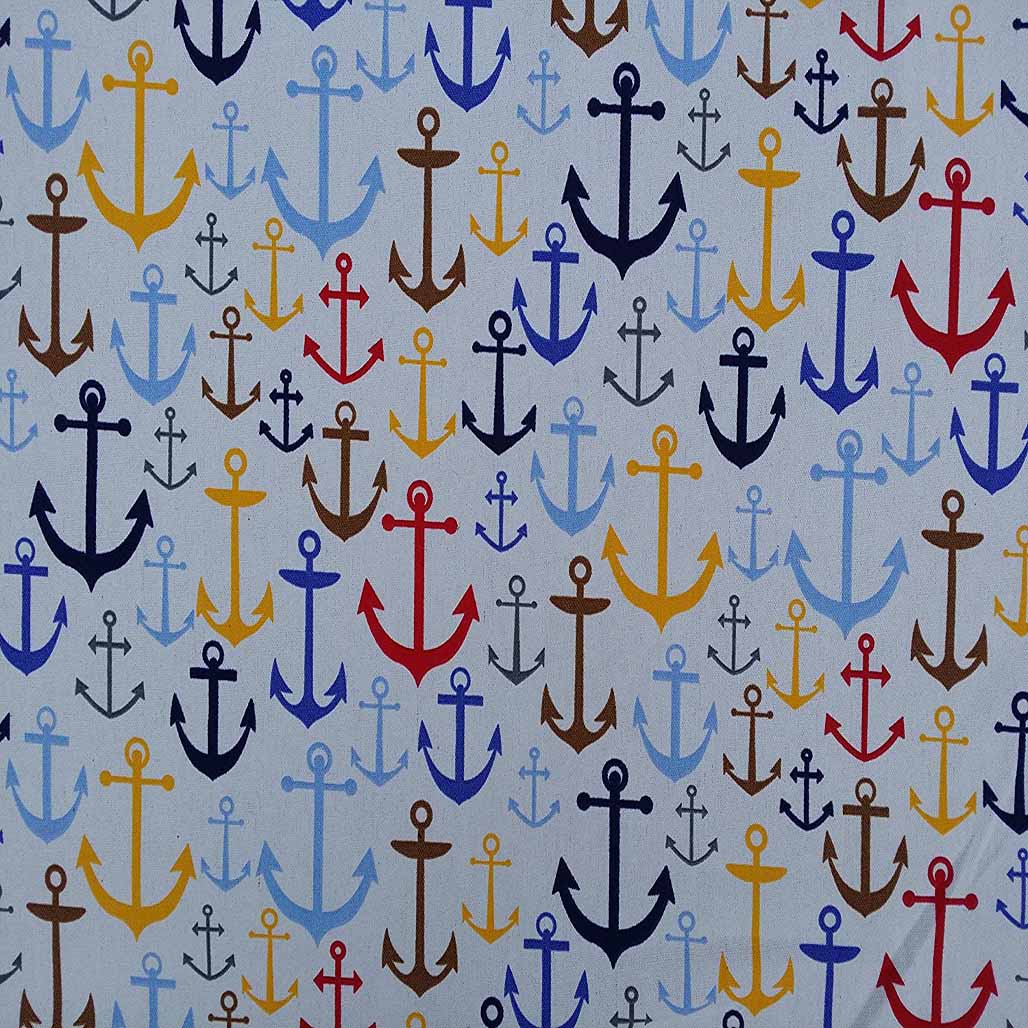Sailors Anchors Print Furnishing Fabric - Bull Ring Fabrics