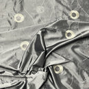 Silver Grey Embroidered Taffeta Fabric Circle Pattern 150cm - Bull Ring Fabrics