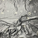 Silver Grey Embroidered Taffeta Fabric Circle Pattern 150cm - Bull Ring Fabrics
