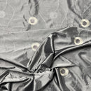 Silver Grey Embroidered Taffeta Fabric Circle Pattern 150cm - Bull Ring Fabrics