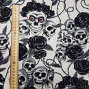 Skulls And Roses Cotton Poplin Fabric - Bull Ring Fabrics