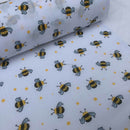 Small Bees Polycotton Print Fabric 45" Wide, White - Bull Ring Fabrics