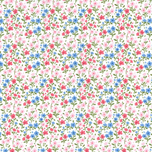 Small Daisy Flowers Polycotton Fabric - Bull Ring Fabrics