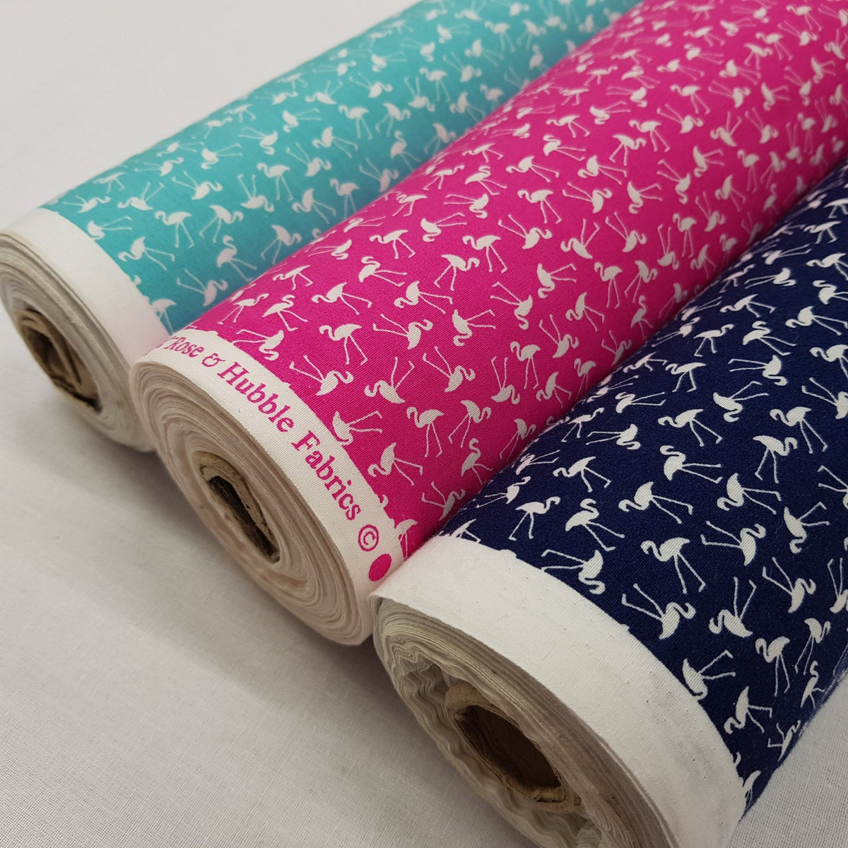 Small Flamingo Birds Cotton Poplin Fabric - Bull Ring Fabrics