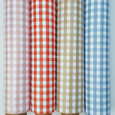 Small Gingham Checks PVC Oilcloth Fabric Printed Tablecloth - Bull Ring Fabrics