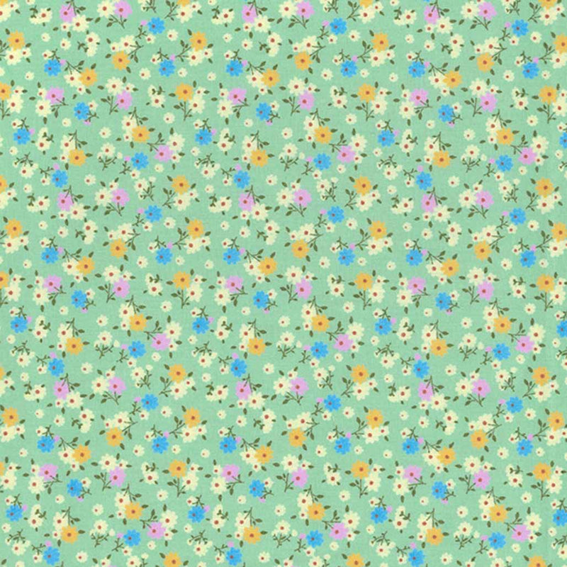 Small Sumer Floral Flowers Rose & Hubble Cotton Poplin Dress Fabric - Bull Ring Fabrics