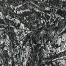 Snake Print Foil Stretch Dress Fabric, Silver/Black - Bull Ring Fabrics