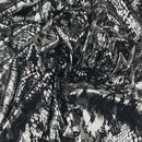 Snake Print Foil Stretch Dress Fabric, Silver/Black - Bull Ring Fabrics