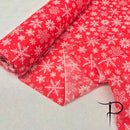 Snowflakes Xmas Polycotton Fabric Christmas 45", Red - Bull Ring Fabrics