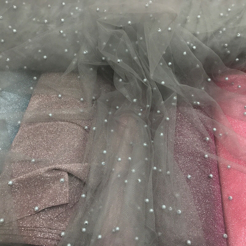 Soft Net Small Pearls Tulle Bridal Dress Fabric 60" - Bull Ring Fabrics