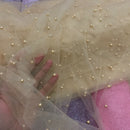 Soft Net Small Pearls Tulle Bridal Dress Fabric 60" - Bull Ring Fabrics