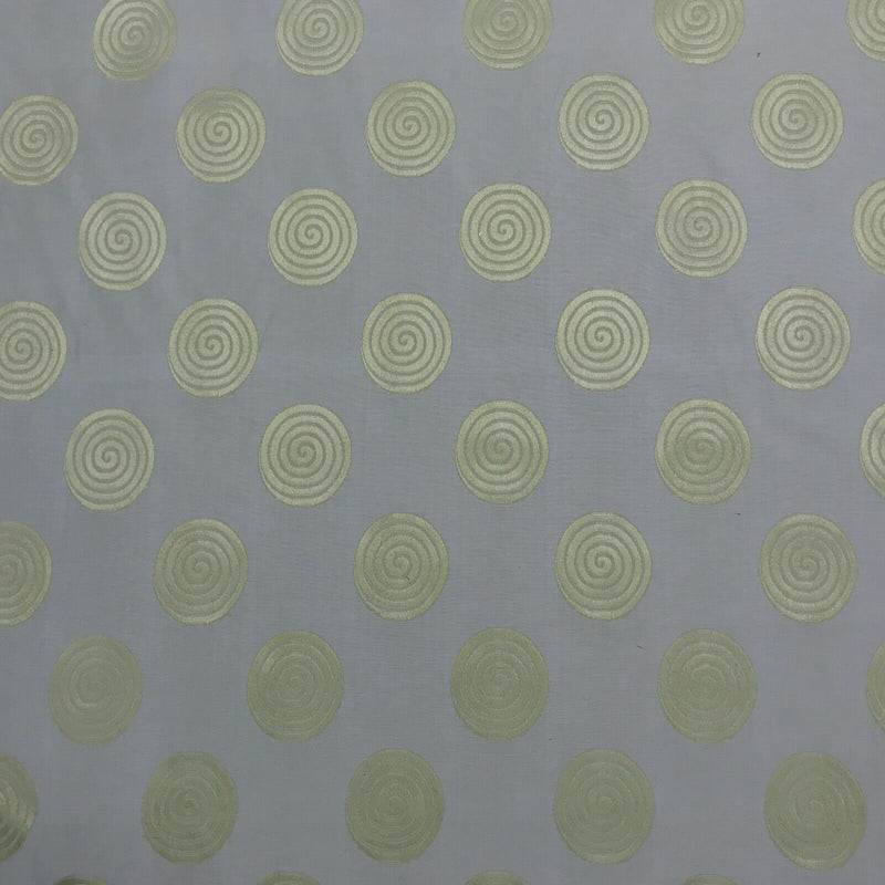 Spotted Circles Curtain Brocade Upholstery Fabric 140cm, Green - Bull Ring Fabrics