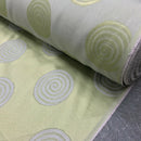Spotted Circles Curtain Brocade Upholstery Fabric 140cm, Green - Bull Ring Fabrics