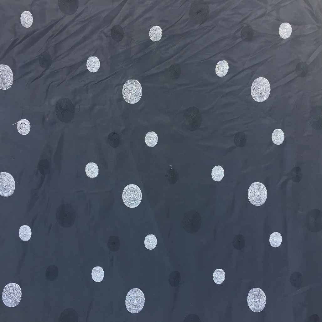 Spotted Taffeta Fabric Embroidered Circles Dress Craft Curtain 60" - Bull Ring Fabrics