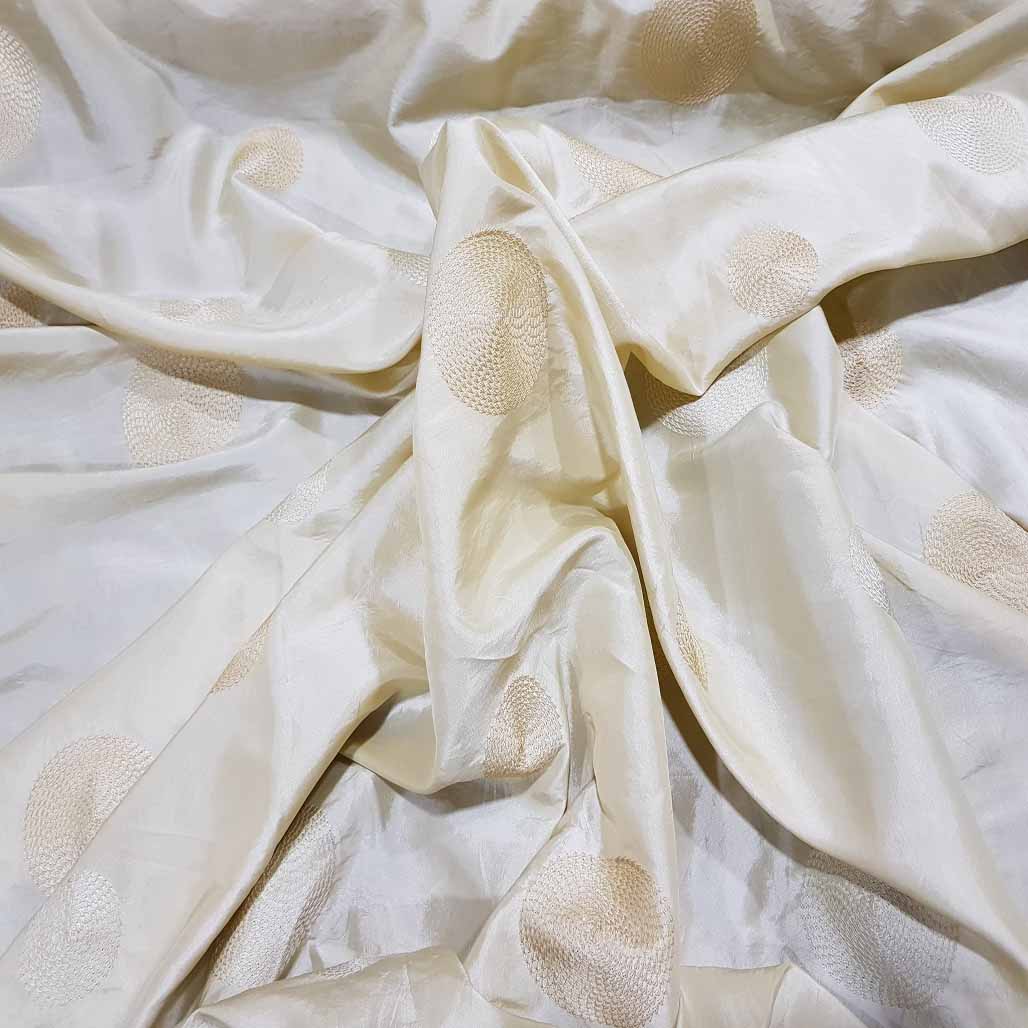 Spotted Taffeta Fabric Embroidered Circles Dress Craft Curtain 60" - Bull Ring Fabrics
