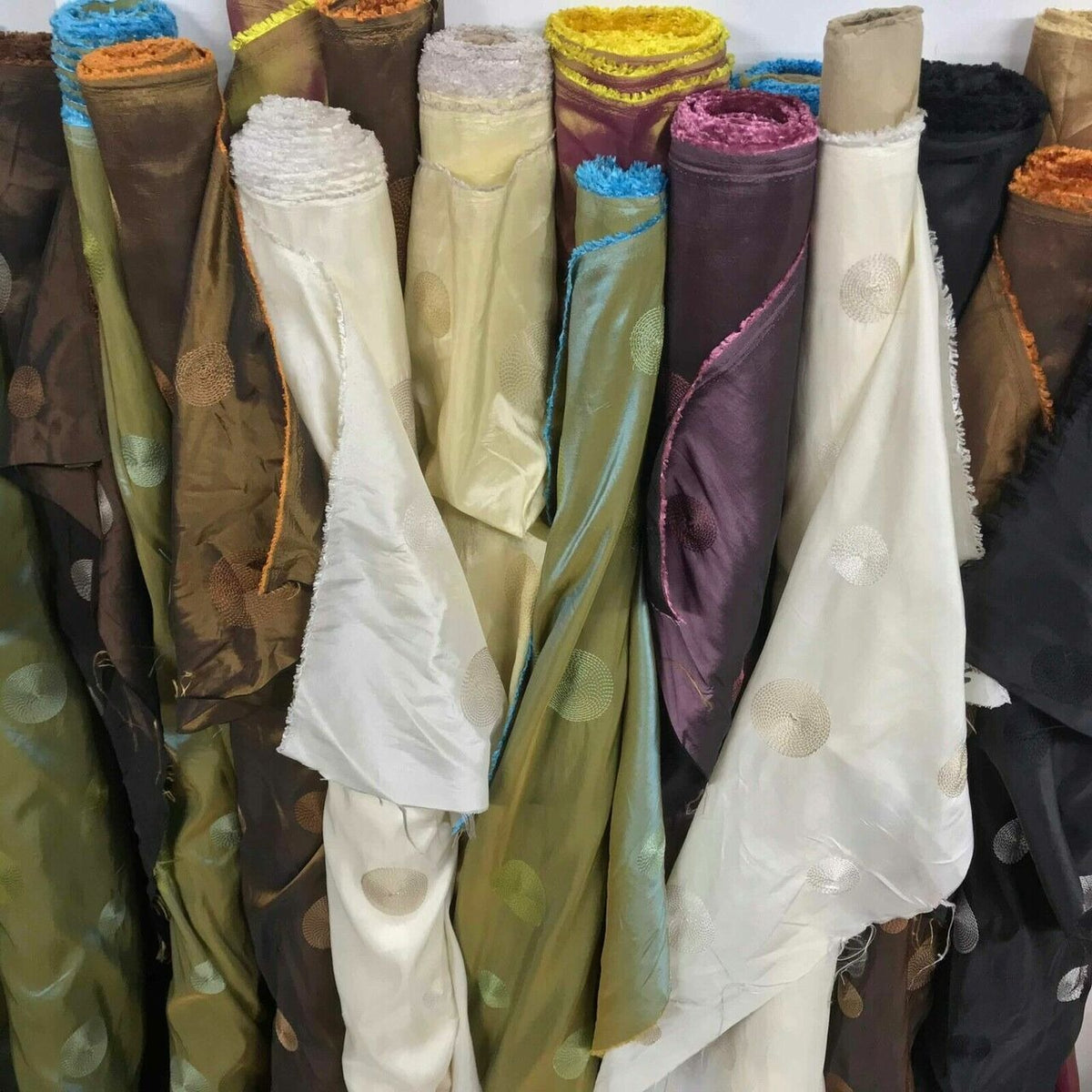 Spotted Taffeta Fabric Embroidered Circles Dress Craft Curtain 60" - Bull Ring Fabrics