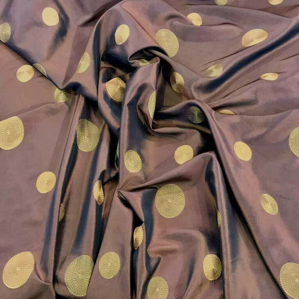 Spotted Taffeta Fabric Embroidered Circles Dress Craft Curtain 60" - Bull Ring Fabrics