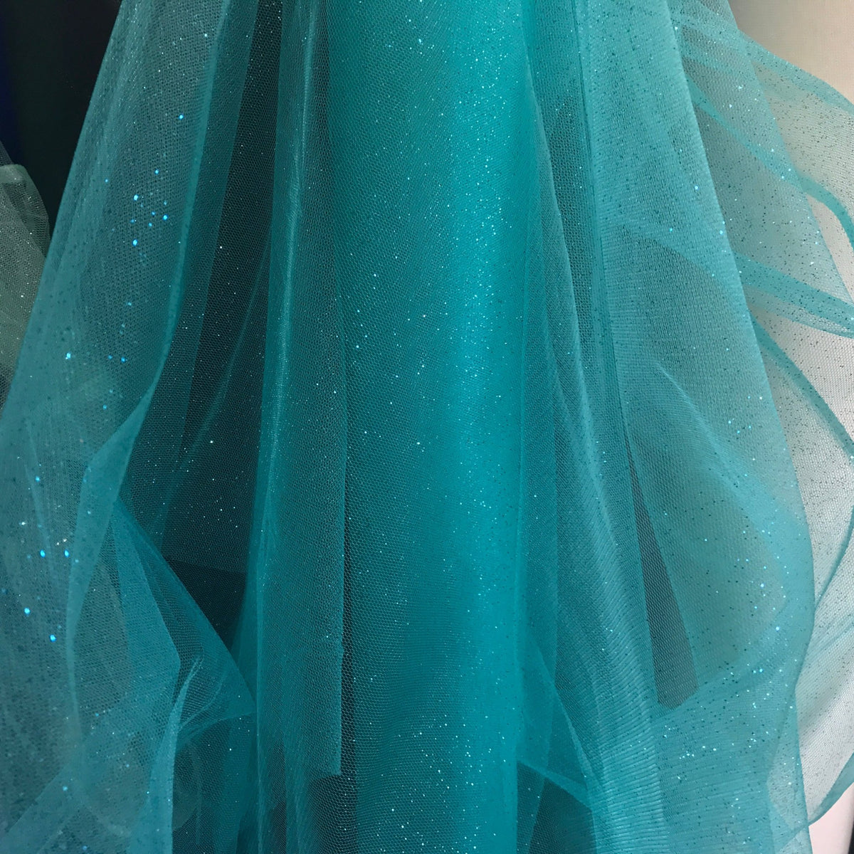 Stardust Glitter Tulle Fabric, Tiffany Blue - Bull Ring Fabrics