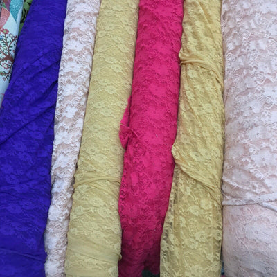 Stretch Spandex Lace Fabric Floral Flowers Dress Bridal 54" - Bull Ring Fabrics